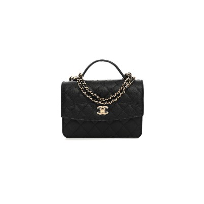 CHANEL CAVIAR QUILTED TRENDY HANDLE CLUTCH WITH CHAIN BLACK (18*14*4cm)